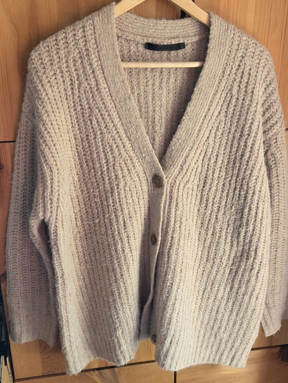 Jenni Kayne Women's Taupe Brown Ribbed Oversized Cocoon Cardigan Size XS